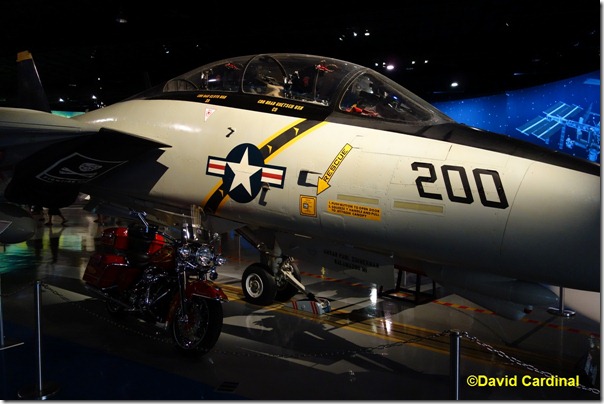 Grumman F-14 "Tomcat" and "Top Gun" Motorcycle showing that the RX100 does fairly well at shadow detail even in low light conditions.